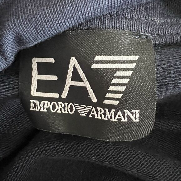 EMPORIO‎ ARMANI EA7 Hoodie Sweatshirt Dress Women Small Jersey Navy Blue Luxury - Picture 7 of 14